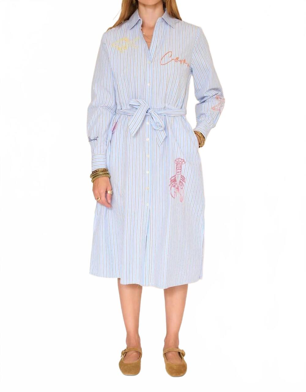 NEW MKT STUDIO ribel striped midi dress in sky blue